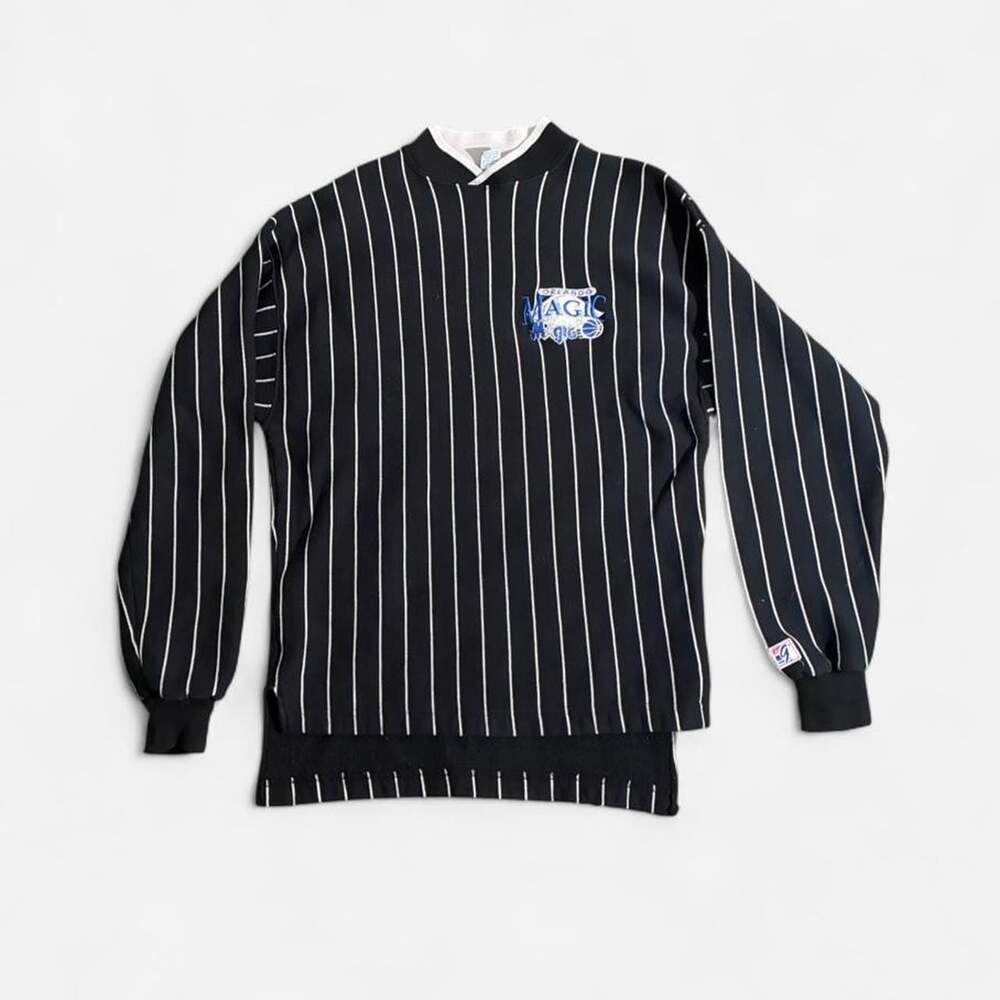 Vintage The Game Orlando Magic Men's Black Pinstriped Sweatshirt